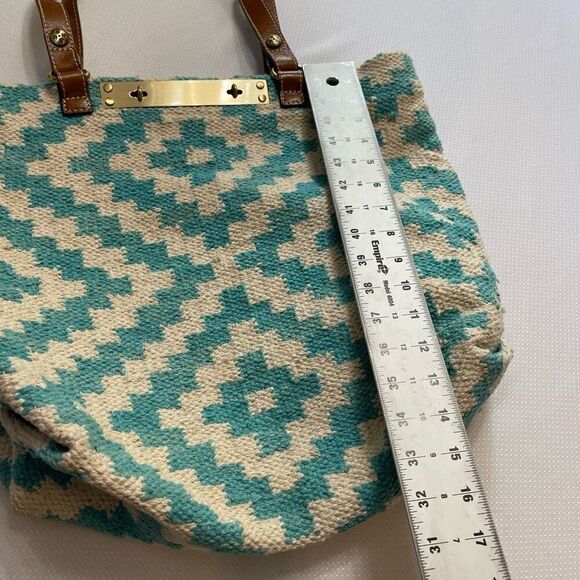 Patricia Nash Chennai Hand Loomed Blue White Large Tote Purse Handbag - Picture 5 of 10